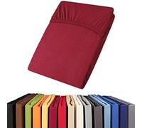 Aqua-Textil Viana Drap-Housse en Jersey de Coton, Rouge Bordeaux, 180 x 200-200 x 200 cm