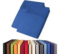 Aqua-Textil Viana Lot de 2 draps-Housses, 140 x 200-160 x 200 cm, en Jersey de Coton, Bleu Roi, pour lit