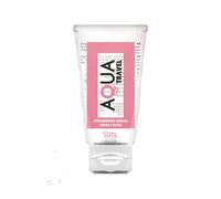 AQUA TRAVEL Lubrifiant à Base d'Eau, Saveur Crème de Fraise, Format Voyage, Compatible avec Préservatifs en Latex, Nettoyage Facile, 50 ml