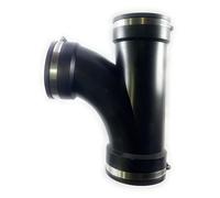 Aqua Universe Raccord en T flexible en plastique noir de 7,6 cm avec clips pour raccord de plomberie d'aquarium Raccord d'eau hydroponique 7,6 cm