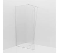 Aqua Vista Douche à l'italienne - 120x200cm - paroi en verre arrondie - verre clair - bras de paroi - blanc mat SW1245011/SW797906