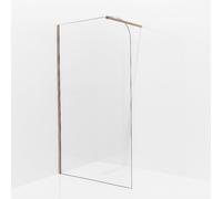 Aqua Vista Douche à l'italienne - 120x200cm - paroi en verre arrondie - verre clair - bras de paroi - cuivre brossé (Cuivre) SW1245011/SW876702