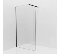 Aqua Vista Douche à l'italienne - 120x200cm - paroi en verre arrondie - verre clair - bras de paroi - noir mat SW1245011/SW797905
