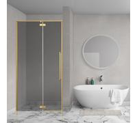 Aqua Vista Oria Linea porte de niche - 90x200cm - incl. kit de montage - verre fumé - dorure brossée SW1413284/SW1186316