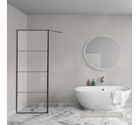 Aqua Vista Triple Paroi latérale - 90x200 cm - in arre murale - verre clair - noir mat R-BE-2120-90-FFF
