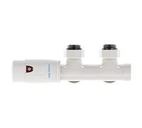 Aquabad® Kit Thermostatique Radiateur forme d'angle pour raccord central 50mm, blanc - y compris adaptateur pour raccords 15mm tubes cuivre & raccord standard 16mm PEX