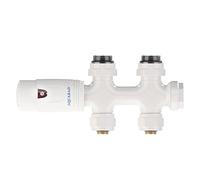 Aquabad® Kit Thermostatique Radiateur forme de passage pour raccord central 50mm, blanc - y compris adaptateur pour raccords 15mm tubes cuivre & raccord standard 16mm PEX