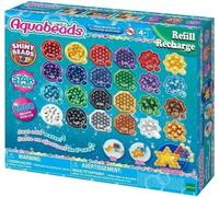 Aquabeads Recharge perles éclats, Coffret 2000 perles de 8 couleurs et 3 formes, perles qui collent avec de l'eau, 31995, Des 4 ans