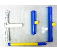 AquaBLADE Set Nr. 1 - 1 x Kleiner et généreuse Essuie-glace avec Lèvre de silicone, Canal externe Réservoir récupération l'eau, 1 Laveuse, 1 Poignée - Nouveauté mondiale - connu la télé