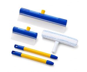 AquaBLADE Set Nr. 1 - 1 x Kleiner et généreuse Essuie-glace avec Lèvre de silicone, Canal externe Réservoir récupération l'eau, 1 Laveuse, 1 Poignée - Nouveauté mondiale - connu la télé