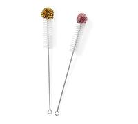 aquabook Brosse Bouteille - Parfaite pour Récurer Carafe, Verres, Mugs ou Bouteilles - Nettoyage du Verre et Acier sans Rayure - Nettoyeur Solide et Vegan Fabriqué à la Main - Pack de 2, 33x3cm