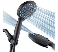 AquaCare High Pressure 8-mode Handheld Shower Head - Anti-clog Nozzles, Built-in Power Wash to Clean Tub, Tile & Pets, Extra Long 6 ft. Stainless Steel Hose, Wall & Overhead Brackets