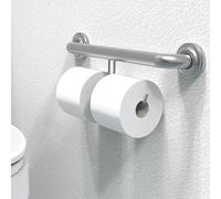 AquaChase Barre d'appui conforme à la norme ADA avec support de papier toilette (2 méga rouleaux), support de poids de 226,8 kg, 3,8 x 40,6 cm pour montage à goujon, nickel brossé