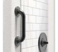 AquaChase Barre d'appui de douche robuste en acier inoxydable de 22,9 cm, noir mat - Qualité commerciale, conforme à la norme ADA, support de 226,8 kg, moleté, aide à la mobilité de salle de bain