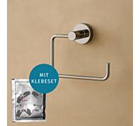 AquaCraft 100 Porte-papier toilette adhésif, sans couvercle, chromé, avec kit de fixation