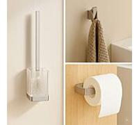 AquaCraft 300 Ensemble d'accessoires de salle de bain 3 en 1, chromé, brosse WC, porte-papier toilette et crochet