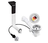 Aquade Bonde à tamis 114 mm - Évier à tamis - Évier à siphon - Kit d'évier de cuisine - Évier d'écoulement d'évier - Modèle : Créateur d'espace + évier de trop-plein rond + câble Bowden