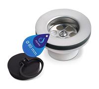 AQUADE Simplex Valve de vidange 1 1/2 pouces Ø80 mm Bonde de vidange en acier inoxydable - Valve de vidange Ensemble de vidange pour évier avec bouchon en plastique pour lavabo