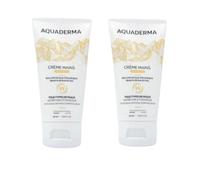 Aquaderma Crème Mains Beurre de Karité BIO - Lot de 2x50ml - Hydrate, Nourrit & Répare - 99% Ingrédients Naturels - Absorption Rapide - Texture Non Grasse - Made in France