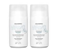 Aquaderma Déodorant Bille Menthe Poivrée & Aloe Vera BIO - Lot de 2 * 50ml - 98,9% Origine Naturelle & Made in France - Rafraîchit & Elimine les Mauvaises Odeurs