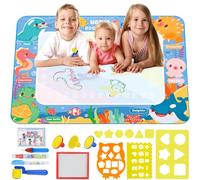 Aquadoodle Tapis Dessin Eau Bebe 1 an 80 x 100cm Tapis de Dessin à l'eau pour Bébé Jouet Enfant, Réutilisable avec Jeu D'outils de Peinture, Style Océan