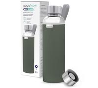 Aquafloow Bouteille d'eau, Brosilicate Étui en Néoprène 700 ml, Flacons d'eau en Verre avec Couvercle en Bambou, Sans BPA | Idéale pour Le Bureau, L'école, La Maison - Vert