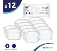 Aquafloow Cartouche Filtrante pour Carafe, Filtres eau Universel, BRITA MAXTRA - Paquet 12