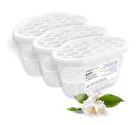 Aquafloow Déshumidificateur 400 ml, Réduit l'humidité de l'air, 3 Pièces JASMINE | Neutraliseur d'odeurs, Absorbeur d'humidité pour Cuisine, Placard, Salle de Bain et Bureau
