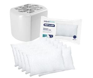Aquafloow Déshumidificateur avec 10x250g Sacs de Recharge Granulés | Blanc Déshumidificateur Absorbeur d'Humidité, Réduit la Moisissure | Déshumidificateur sans Électricité avec Granulés Rechargeables