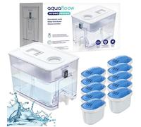 AquaFloow distributeur d'eau, carafe filtrante blanche de 9,5l Inclus 10 filtres à eau en magnésium