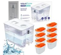 AquaFloow distributeur d'eau carafe filtrante blanche de 9 5l Inclus 8 filtres à eau pour eau dure