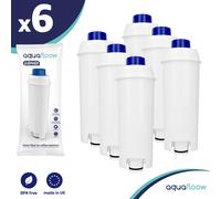 Aquafloow filtre à eau de remplacement pour les machines à café DeLonghi DLSC002, SER3017 & 5513292811 - y compris les versions des séries ECAM, ESAM, ETAM (6 pièces)