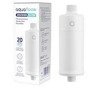 Aquafloow Filtre de Douche Anti-Calcaire, Filtre pour Robinet de Douche contre le Chlore et la Saleté - Filtration 20 Étapes - Compatible avec Tous les Tuyaux Standards - Blanc