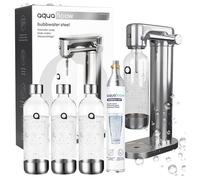 Aquafloow Machine à soda eau pétillante - acier - 3 bouteilles de 0,8 l - cylindre CO₂ inclus - Réglage d'intensité des bulles