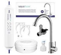 Aquafloow Système de Filtration d'Eau Sous Évier avec Robinet de Cuisine, Filtre à Eau Potable Élimine Chlore et Pesticides, Robinet Pivotant 360°, Durée de Vie 6 Mois ou 3800 L, Kit Complet