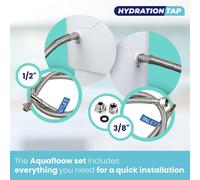 Aquafloow Système de filtration d'eau sous évier, Réduction du chlore, Filtre à eau, Filtre à charbon actif, Raccordement direct au robinet de cuisine, 30.000 litres de haut