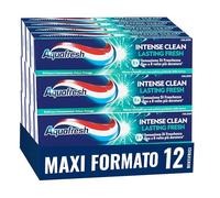 Aquafresh Dentifrice Intense Clean Lasting Fresh, 8 fois plus longue sensation de fraîcheur, nettoyage en profondeur, 12 dentifrices x75 ml