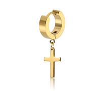 AQUALITYS 4 Couleurs Titane Acier Croix Boucles d'oreilles pour Hommes Femmes Bijoux Multicolore Noir Or Argent Couleur-Or
