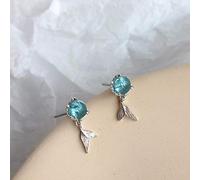 AQUALITYS 925 Argent Sterling Piercing Cristal sirène Boucles d'oreilles pour Femmes Filles fête de Mariage Femme Bijoux-par défaut