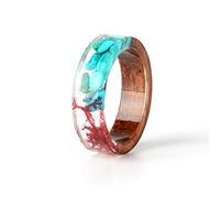 AQUALITYS Bague en résine de Bois Bague en résine époxy Transparente Mode à la Main Fleur séchée Bijoux de Mariage Bague d'amour pour Les Femmes