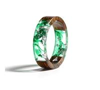 AQUALITYS Bague en résine de Bois Bague en résine époxy Transparente Mode à la Main Fleur séchée Bijoux de Mariage Bague d'amour pour Les Femmes