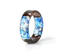 AQUALITYS Bague en résine de Bois Bague en résine époxy Transparente Mode à la Main Fleur séchée Bijoux de Mariage Bague d'amour pour Les Femmes