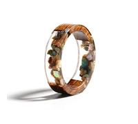 AQUALITYS Bague en résine de Bois Bague en résine époxy Transparente Mode à la Main Fleur séchée Bijoux de Mariage Bague d'amour pour Les Femmes