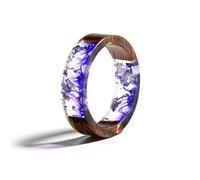 AQUALITYS Bague en résine de Bois Bague en résine époxy Transparente Mode à la Main Fleur séchée Bijoux de Mariage Bague d'amour pour Les Femmes