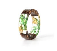 AQUALITYS Bague en résine de Bois Bague en résine époxy Transparente Mode à la Main Fleur séchée Bijoux de Mariage Bague d'amour pour Les Femmes