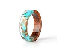 AQUALITYS Bague en résine de Bois Bague en résine époxy Transparente Mode à la Main Fleur séchée Bijoux de Mariage Bague d'amour pour Les Femmes