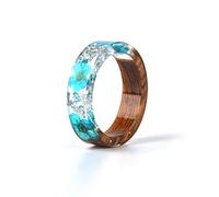AQUALITYS Bague en résine de Bois Bague en résine époxy Transparente Mode à la Main Fleur séchée Bijoux de Mariage Bague d'amour pour Les Femmes
