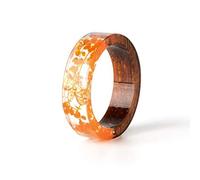 AQUALITYS Bague en résine de Bois Bague en résine époxy Transparente Mode à la Main Fleur séchée Bijoux de Mariage Bague d'amour pour Les Femmes
