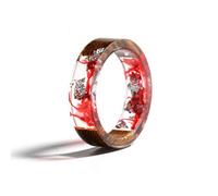 AQUALITYS Bague en Résine de Bois et Époxy Transparente - Bijou de Mariage Fait Main avec Fleur Séchée - Bague d'Amour Mode pour Femmes