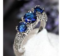 AQUALITYS Mode Grande Bague en Pierre Bleue Bijoux de Charme Femmes CZ Anneaux de Mariage promesse Bague de fiançailles Dames Accessoires Cadeaux